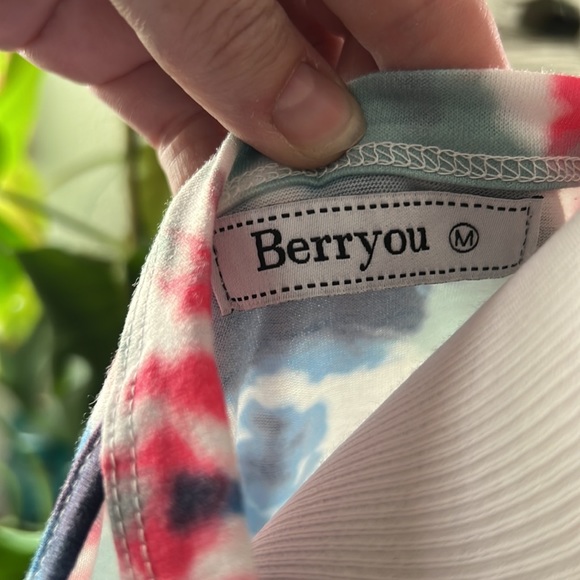 Tie-dye dress/cover-up with peekaboo shoulder and knotted bottom hem - Picture 7 of 7